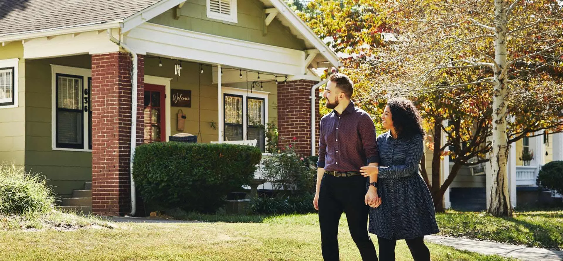 Couple looking at houses