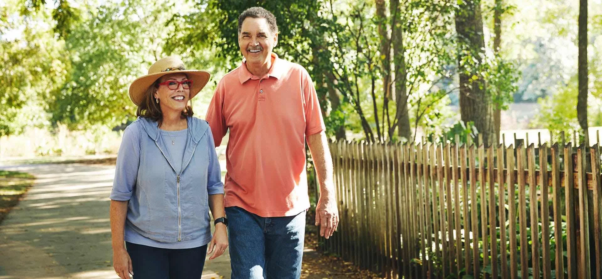 Couple walking in park