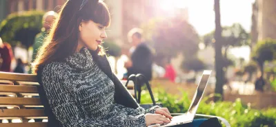 College student on laptop