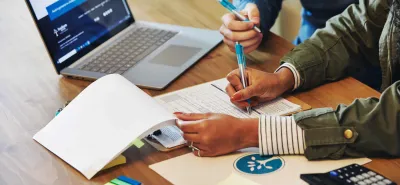 Couple filling out application