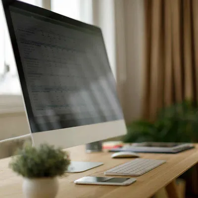 Computer on desk in office