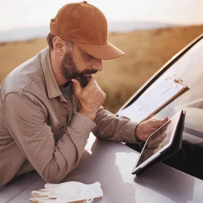 Farmer using tablet