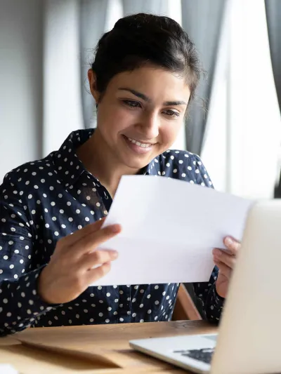 Woman looking at papers