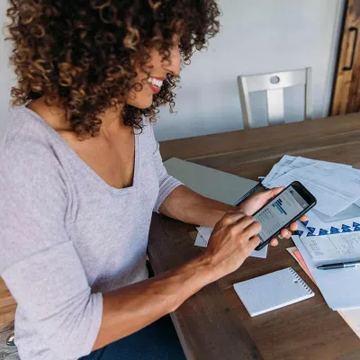 Woman working on finances