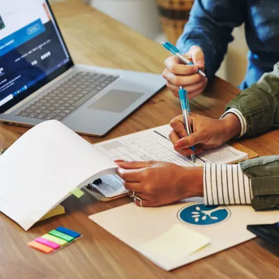 Couple doing paperwork